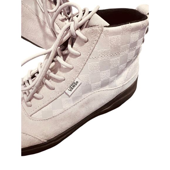 VANS UNISEX COLFAX CHECKERBOARD BOOTS MENS 6.5 WOMENS 8 CREAM SUEDE BLACK Lace - Picture 4 of 8